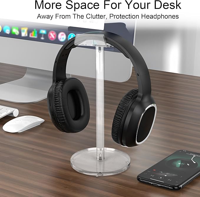 Acrylic Desktop Headphone Holder, Countertop Accessories Stand,Universal for All Music Gaming Headsets 1 Pack(DP015) - Image 8