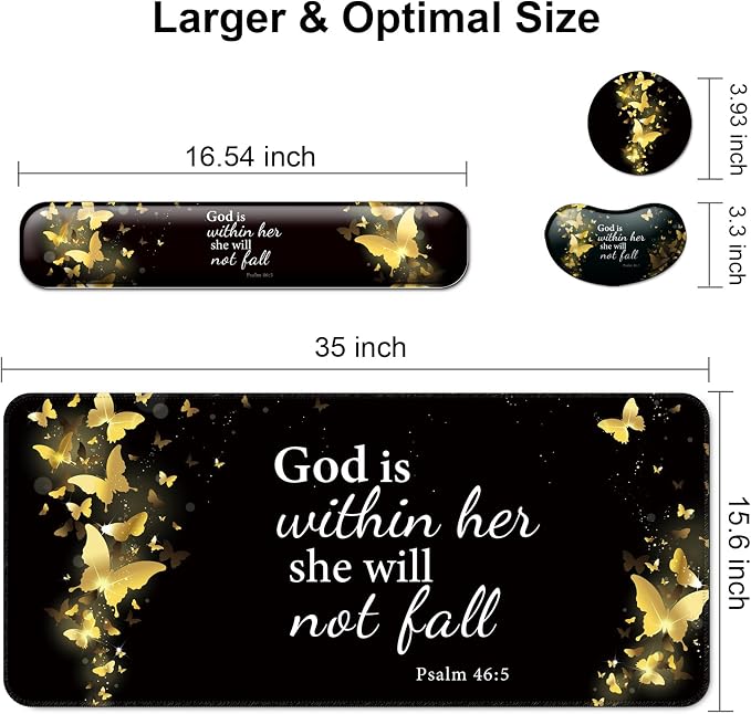 4 in 1 Mouse Pad and Keyboard Wrist Rest,Large Desk Mat,Coaster Set-Gold - Image 6