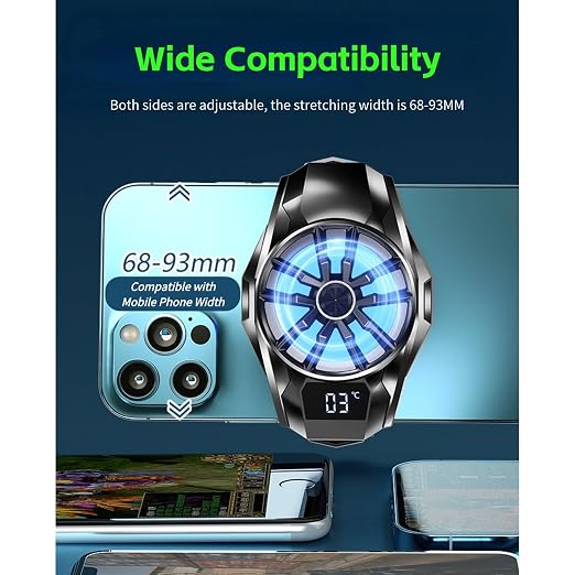 Cell Phone Cooler, RGB Semiconductor Cellphone Radiator with Digital Display, Portable Lightweight Magnetic Mobile Phone Cooling Fan for Gaming Sreaming Waching Videos - Image 6
