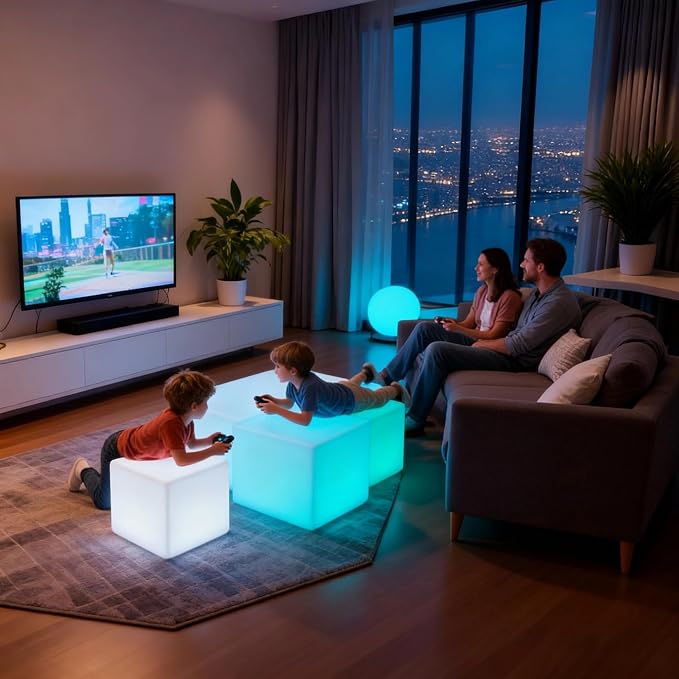 LOFTEK 20-inch LED Cube Table, Rechargeable Glowing Chair Seat w/Remote - Image 6