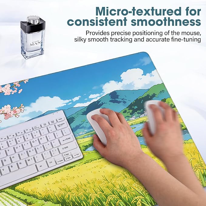 Desk Mat 31.5x15.7 Inch for Office - Extra Large Mouse Pad, Lake | Protects Desk from Scratches and Spills, Non Slip with Stitched Edges - Image 4