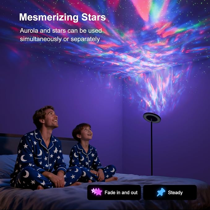 DUSKTEC 3-in-1 Floor Lamp, RGB Aurora & Galaxy Star Projector, 69", Black - Image 4