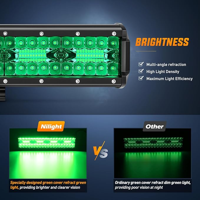 Nilight 12 Inch LED Light Bar 240 W Green - Image 3
