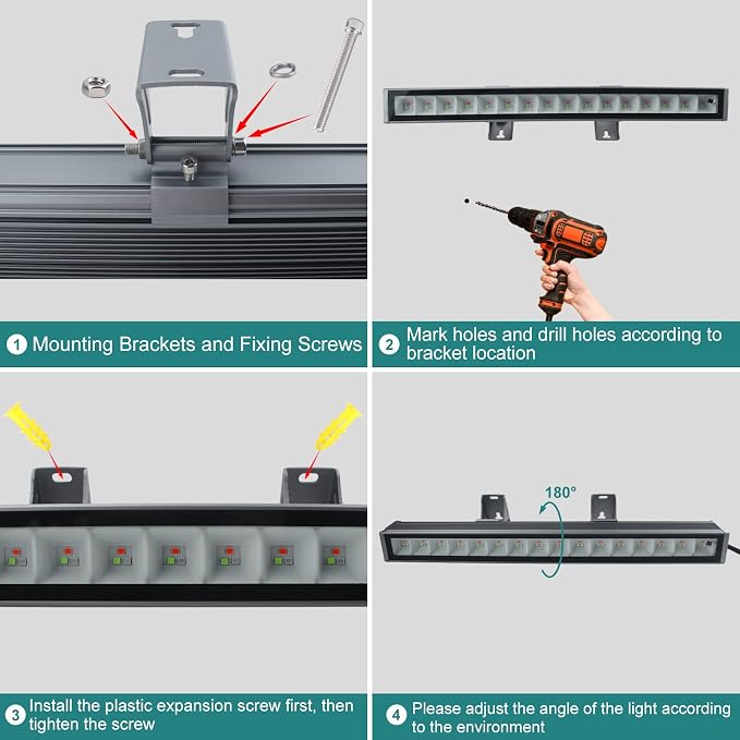 CREATESTAR LED RGB Light Bar for Wall Lighting, 48w Outdoor Wall Washer Light Waterproof IP66, Indoor Stage Party Color Changing with Smart APP/Remote Control 2 Pack - Image 8