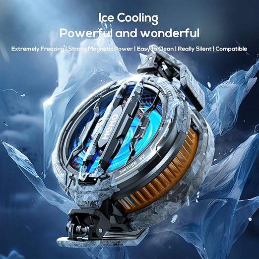 Oluote Phone Cooler for Gaming Magnetic Cell Phone Cooler Fast Phone Cooling Fan Lightweight Quiet with Spring Clip RGB LED Light for iPhone/Android - Image 2