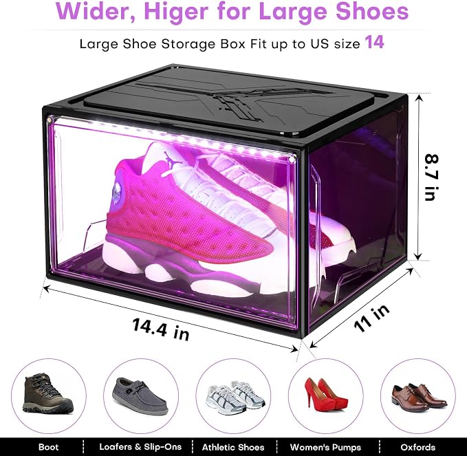 Oltraman LED Smart Shoe Boxes Display Case, Stackable Storage Organizers - Image 4