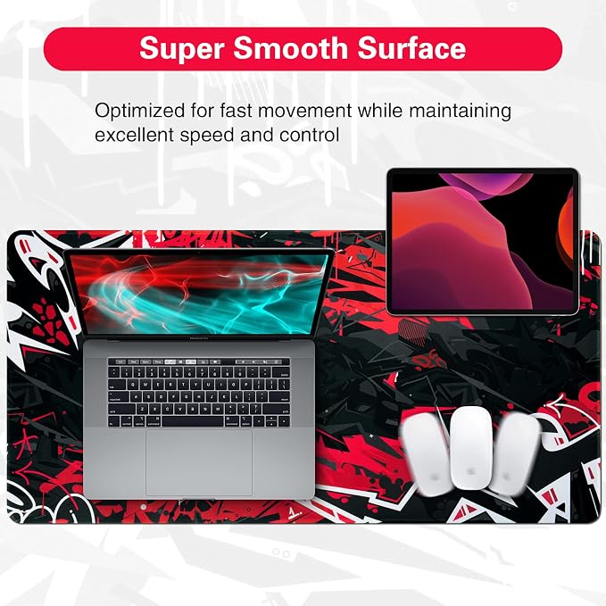 Canjoy Gaming Mouse Pad, 31.5x15.7in Large Mouse Pads for Desk Keyboard Pad | Desk Mat for Keyboard and Mouse Computer Big Full Size Desk Pad with Non-Slip Rubber Base and Stitched Edge for Home Office - Image 2