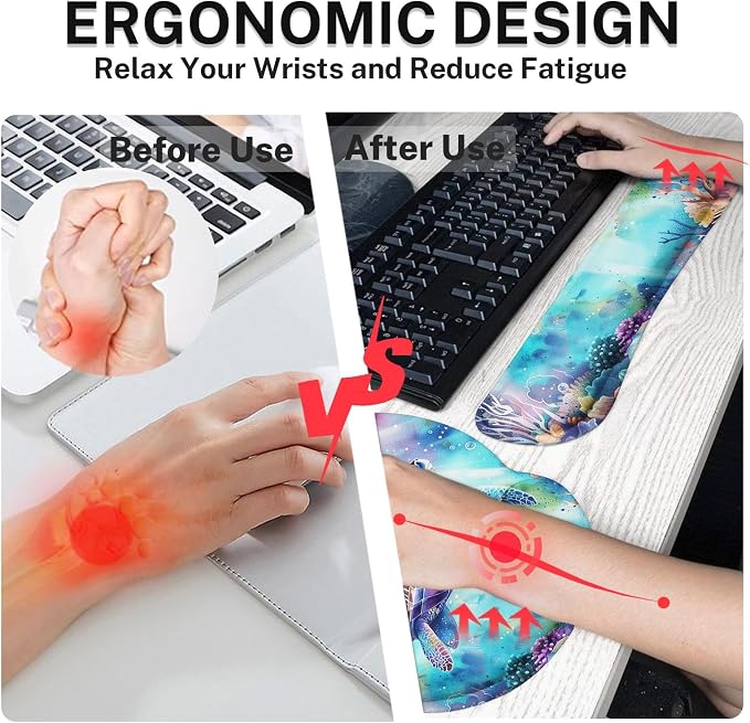 Britimes Ergonomic Mouse Pad Set with Wrist Rest, Cute Sea Turtle - Image 5