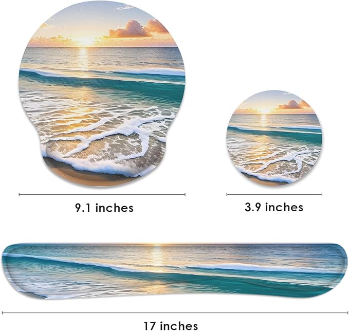 Britimes Ergonomic Mouse Pad Set with Wrist Rest, Beach Summer Sun - Image 2