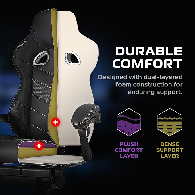 Respawn 110 Pro Ergonomic Gaming Chair with Footrest and Recline | Ergonomic office chair comfort with footrest, lumbar support & 155° recline for work, gaming and relaxing. - Image 6