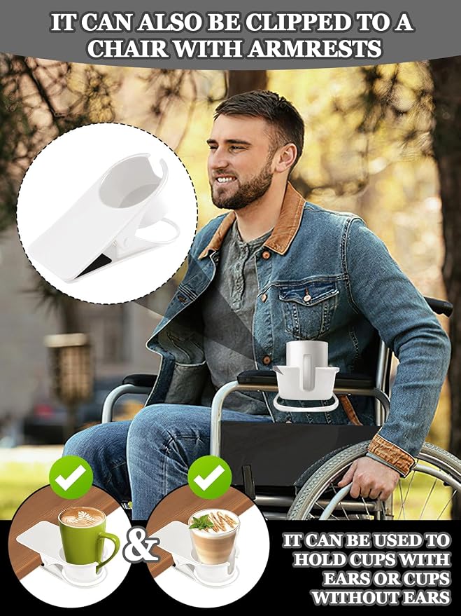 2PCS Clip on Drink Holder for Beach Chair, Desk Cup Holder with Groove - Image 5