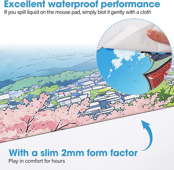 Waterproof Desk Mat 31.5x15.7 Inch - Extra Large Mouse Pad, Building | Covers Full Desk Non Slip Rubber Backing Easy to Clean - Image 5