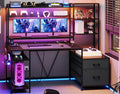 UPOSOJA Gaming Desk with Hutch, 65in Reversible Computer Desk with Power Outlets LED Light, Home Office Desk with Monitor Stand 2 Drawers 4 Storage Shelves Pegboard 8 Hooks Mouse Pad (Black) by UPOSOJAWishesYouaNiceDay