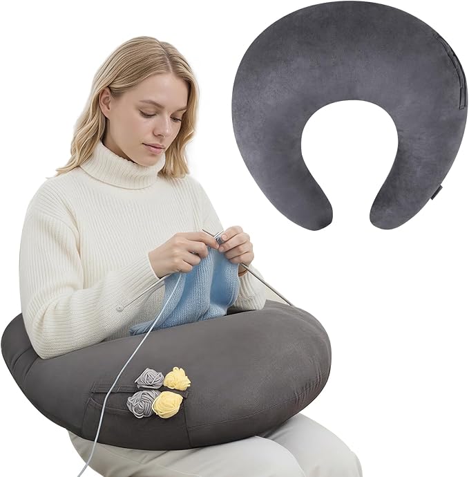 ENITYA U-Shaped Ergonomic Crochet Pillow for Lap Support by ENITYA