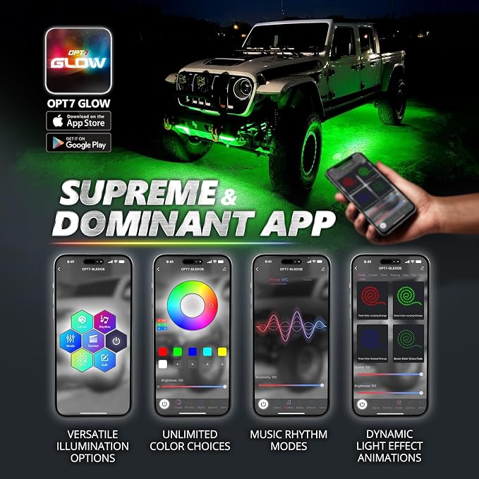 OPT7 Aura Pro RGB Aluminum Truck Underglow Kit with App & Remote Control - Image 2