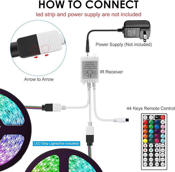 44 Key RGB LED Strip Light Remote Controller, Low Voltage LED IR Remote - Image 7