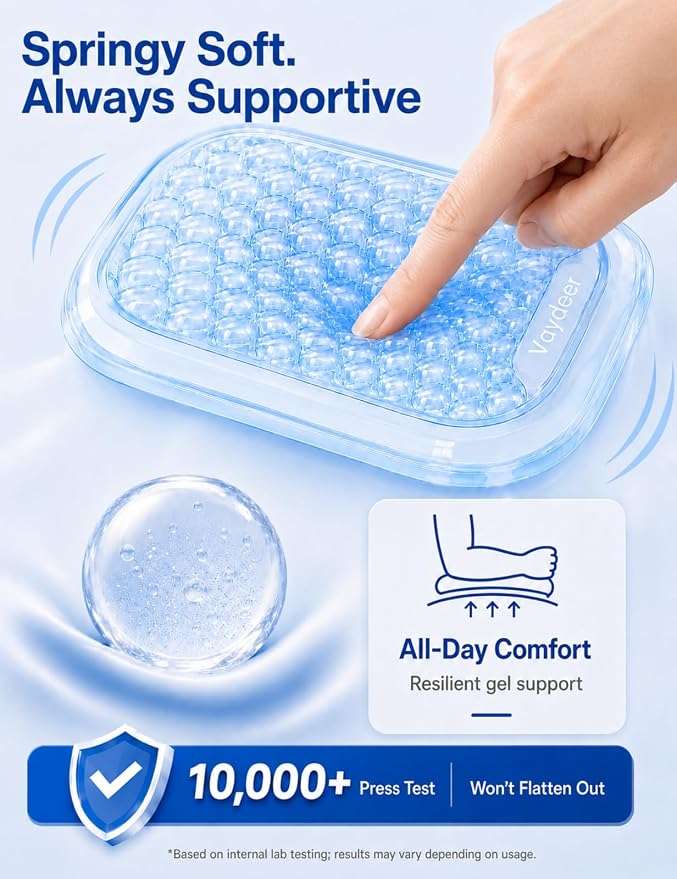 Vaydeer Clear Gel Elbow Pad for Desk, Ergonomic Arm Rest Cushion | Desk Wrist Rest for Keyboard and Mouse, Keyboard Wrist Pad for Computer and Laptop Typing, Gaming and Office Crystal Clear - Image 5