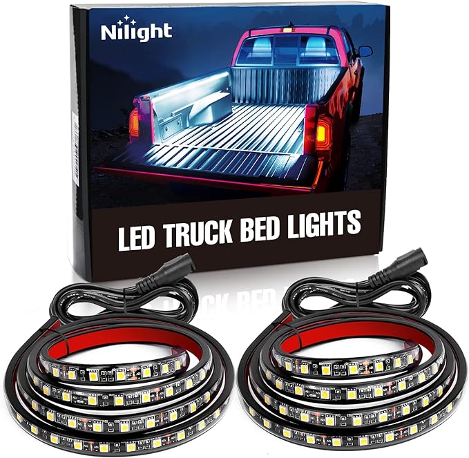 Nilight - TR-05 2PCS 60 Inch 180 LEDs Bed Strip Kit with Waterproof on/Off Switch Blade Fuse 2-Way Splitter Extension Cable for Cargo, Pickup Truck, SUV, RV, Boat , 2 Years Warranty by Nilight