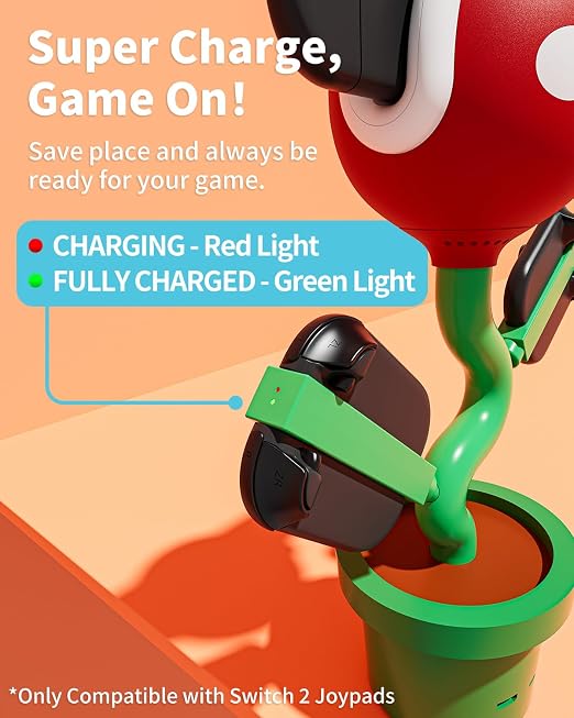 Switch 2 Dock with Cooling Fan for Nintendo Switch 2/1/OLED, Docking Station for TV Supports 4K 60Hz HD, Charges Switch 2 Joypads, USB-C PD Fast Charging, Piranha Dock Gen 2 Plantdock Cute Gaming Gift - Image 5