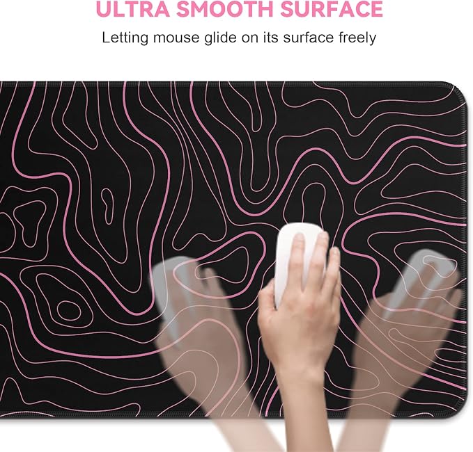 DIGSOM Gaming Mouse Pad, Black with Red Topographic Line, 31.5x11.8in | XL Mouse mat, Smooth surface, Anti-slip rubber base, For keyboard and mouse, For home and office use - Image 7