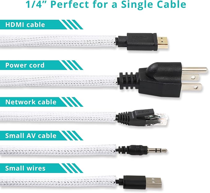 20ft 1/4 inch White Cable Sleeve - Image 2
