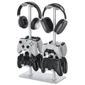MANMUVIMO Headset Controller Stand for 2 Headset and 8 Controller, Headphone Stand Gaming Controller Holder for PS5 Xbox Airpods Beats Bose, Gaming Room Accessories, Gamer Gifts for Men (White) by MANMUVIMO