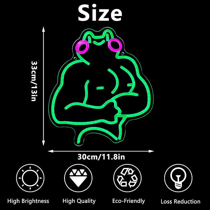 Fitness Frog Neon Sign - LED Muscle Frog Neon Light Sign 11.8x13 Inch Gym Room Wall Art USB Powered Gym Wall Decor Motivational Workout Room Home Office Art Christmas Birthday Gift - Image 6