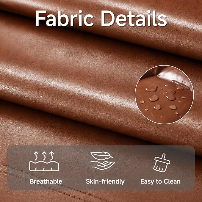 Floor Chair with Back Support, 42-Position Adjustable Gaming Chair for Adults, Faux Leather Floor Lounger, Reading Chairs with Neck Support, Foldable Floor Seat for Sleeping, Gaming (Brown) - Image 6