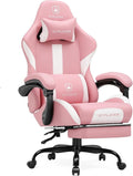 GTPLAYER Gaming Chair with Pocket Spring Cushion, Leather Office Chair with Ergonomic High Back & Lumbar Support for Back Pain Relief, Computer Game Chair for Adults, Pink by GTPLAYER