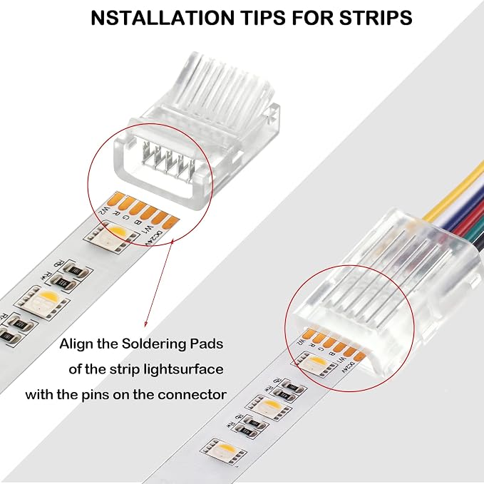 Flutesan 20 Pcs 6 Pin 12 mm LED Strip Connector RGB Lights - Image 4