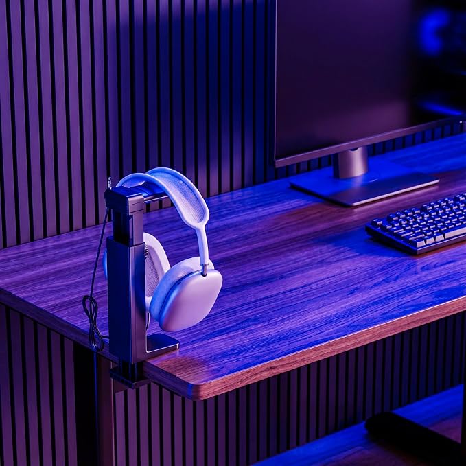 Headphone Stand & Hanger for Desk, 2 in 1 Above & Under Desk Gaming Headset Holder Mount with Height Adjustable & Rotating Clamp, Dual-sided Anti-slip Pad Earphone Rack with Clamp Headset Stand - Image 8