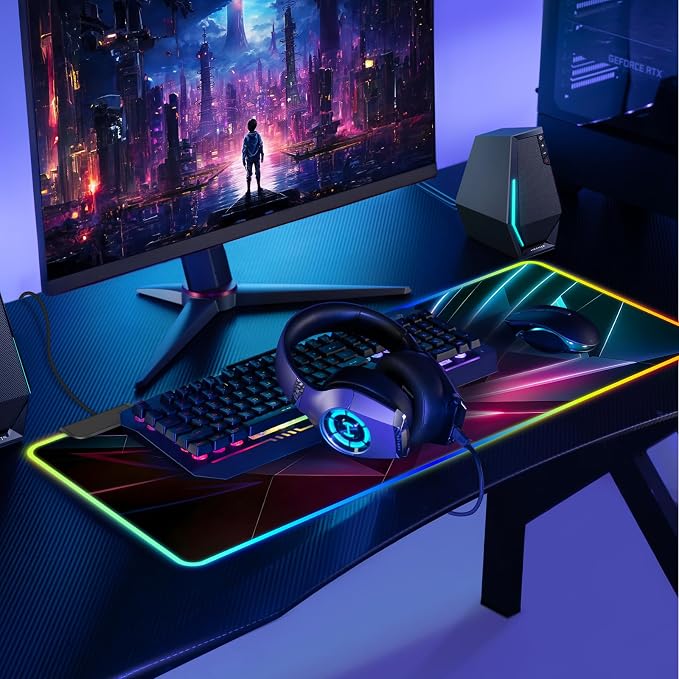Mouse Pad 31.5 X 11.8 Inches RGB Mouse Mat with 13 Light Modes | Touch Control, Large Gaming Mousepad with Non-Slip Rubber Base for Office & Game, Model-I - Image 2