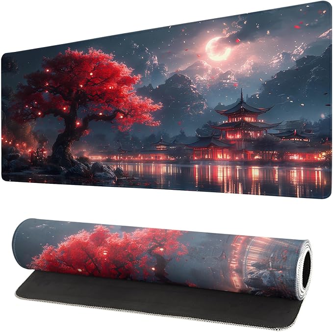 Gaming Mouse Pad Desk Pad,Extended Big Mouse Pad,31.5x11.8 Inch Long Computer Keyboard Mouse Mat Mousepad with 3mm Non-Slip Base and Stitched Edge for Gaming and Office… (Night Lake) - Image 2