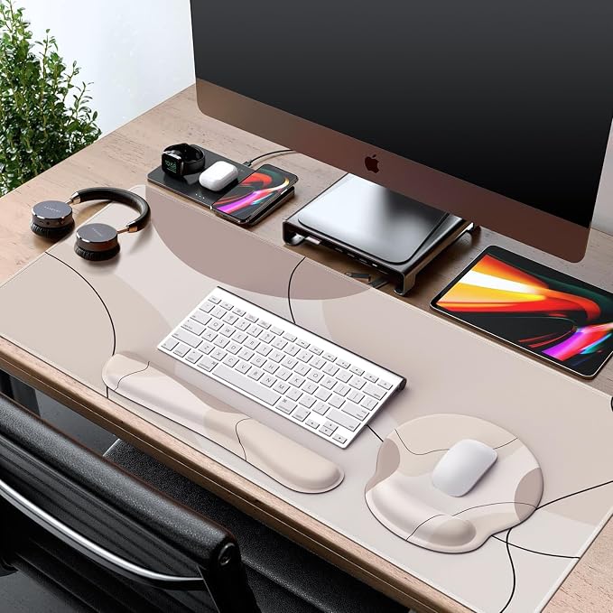 iCasso Brown Art Mouse Mat 35.4"x15.7", Computer Mat for Workspace - Image 7