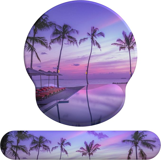 eulps Mouse Pad Wrist Support, Ergonomic Memory Foam Keyboard Wrist Pad & Gel Wrist Rest Set for Computer Keyboard for Easy Typing & Pain Relief for Office & Home (Mauve Twilight Set) by Qualitylifefromeulps