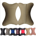 Car Neck Pillows Both Side Pu Leather 2pieces Pack Headrest Fit for Most Cars Filled Fiber Universal Car Pillow (Beige) by Professinalcaraccessories