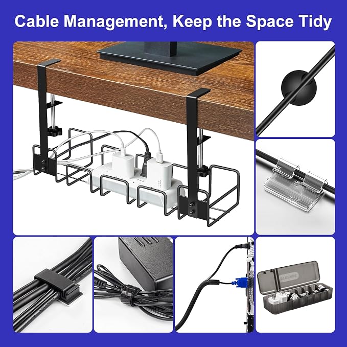OneLeaf Under Desk Cable Management Tray - No Drill Wire Management Rack - Image 8