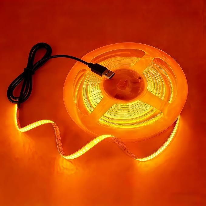 Ultra-Narrow 3mm USB COB LED Strip Self-Adhesive Cabinet Desk Bedroom Light (Yellow, 5ft) - Image 2