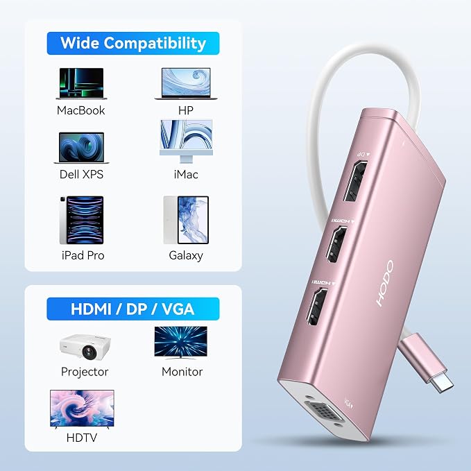 USB C Docking Station Dual Monitor for HP,Laptop Docking Station 3 Monitors - Image 9
