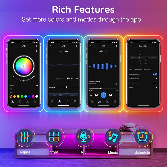 AILBTON 32.8FT Neon Rope Lights, RGB LED Strip Lights, Waterproof IP67 LED Lights for Bedroom, DIY Design, Music Sync, Remote Control, Multiple Modes for Bedroom - Image 7