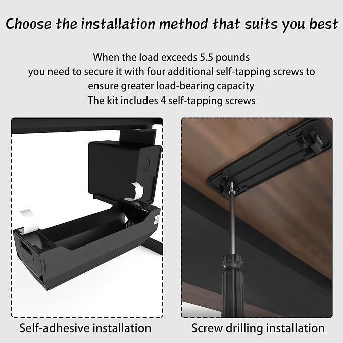 No Drill Under Desk Cable Management Tray,Hide Cords Desk - Image 5