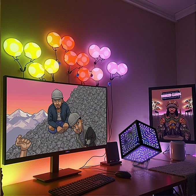 Infinity Mirror Hyper Cube Table Lamp, Desk Art Mood Light - Image 6
