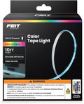 Feit Electric 10ft Color LED Tape Light, Dimmable, RGB Color with Remote Control, Cut-to-Fit Design, 5V USB-Powered Display Lighting, Indoor Use Only, 25,000-Hour Lifetime, TAPE120/RGB/USB by FeitElectricCompany