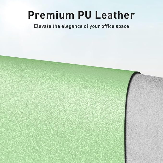 Aothia Faux Leather Desk Mat – Large Mouse Pad, Non-Slip PU Leather Blotter, Waterproof Writing Surface for Office and Home (Foam Green, 47.2" x 23.6") - Image 2