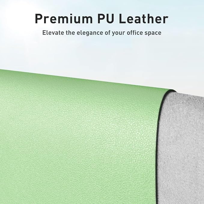 Aothia Leather Desk Pad Protector, Mouse Pad, Office Desk Mat, Non-Slip PU Leather Desk Blotter, Laptop Desk Pad, Waterproof Desk Writing Pad for Office and Home (23.6" x 13.7", Foam Green) - Image 2
