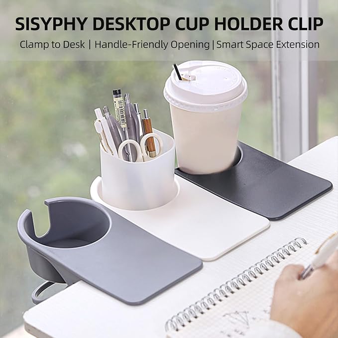 Sisyphy Drinking Cup Holder Clip, Desk Clamp for Mugs & Bottles, 2-Pack - Image 2