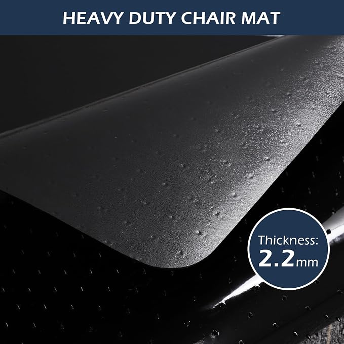 SALLOUS Chair Mat for Carpeted Floors, 46" x 60" Heavy Duty Chair Mat for Carpet, Vinyl Floor Mat with Grips, Carpeted Floor Protector Rolling Computer Desk Mat for Home Office (Black) - Image 3