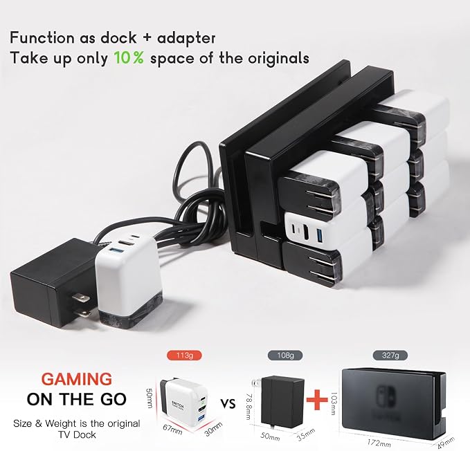 Switch Dock Charger for Nintendo Switch, Mirabox 36W Portable TV Docking Station with 4K@60Hz HDMI/USB2.0/PD USB-C Fast Charging Ports, Full-Featured USB-C Cable Included - Image 6