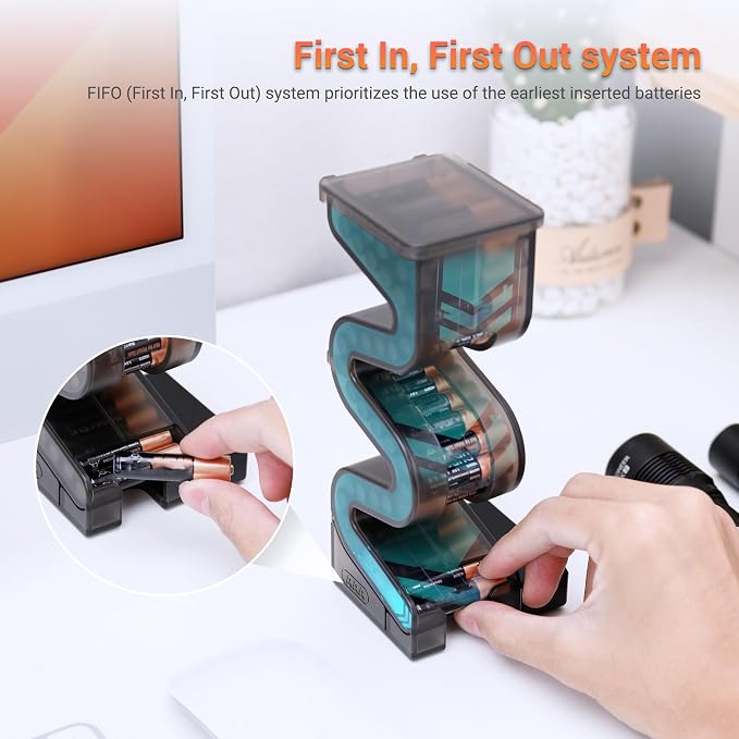 KIWIFOTOS 35-Slot AAA Battery Storage Case with Tester Vertical Dispenser - Image 2