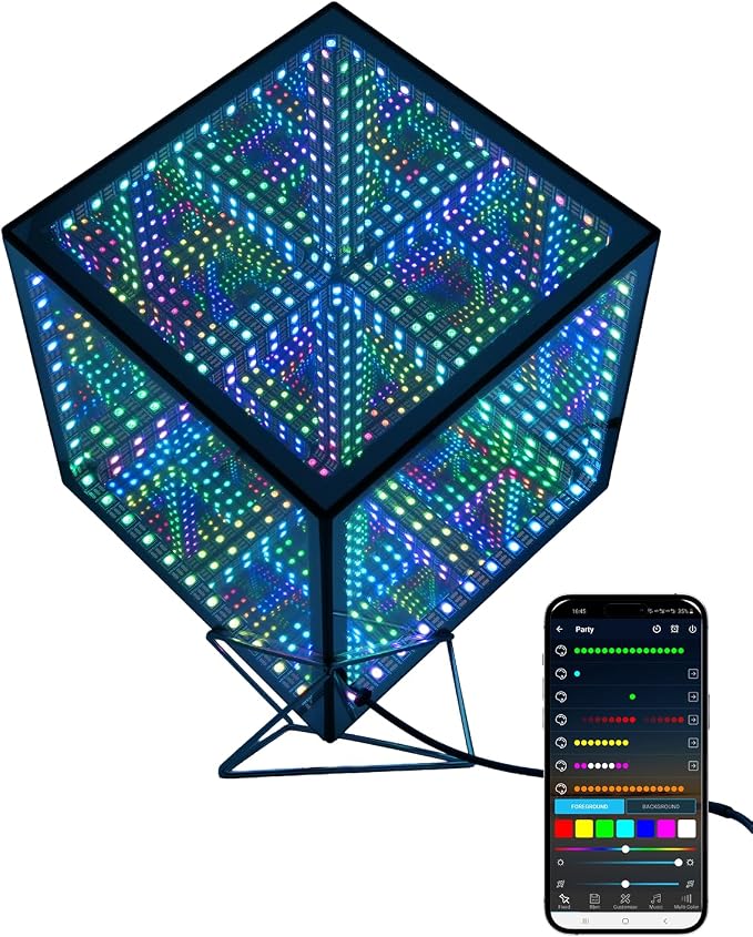 Infinity Mirror Hyper Cube LED Light, RGB Gaming Room Decor, 10Inches by Tinyimi